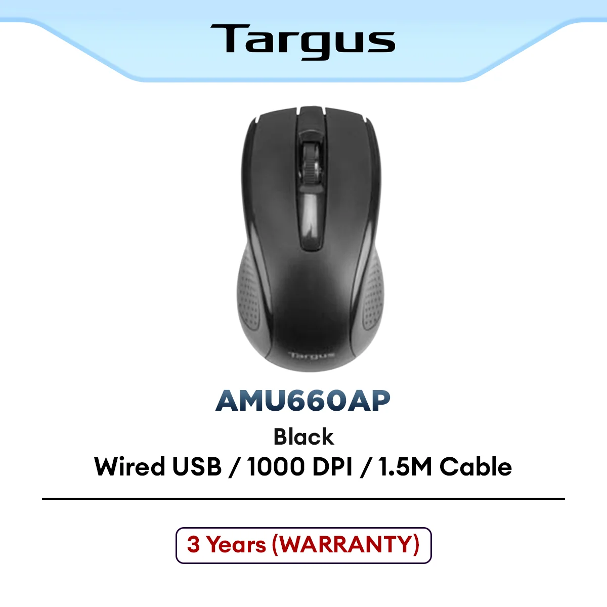 Targus AMU660AP USB Optical Mouse Black / 1,000 DPI / Wired