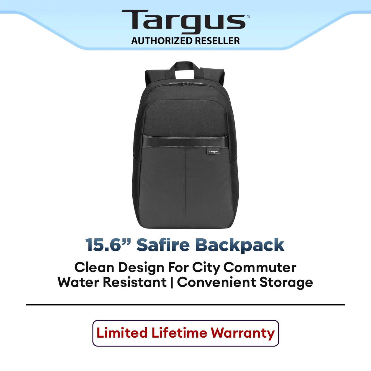 Targus 15.6" Safire Backpack Lightweight Laptop Bag with Multi-Compartment Storage for Travel & Daily Use