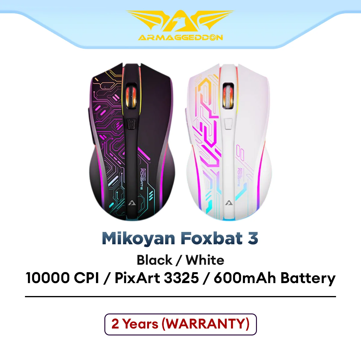 Armaggeddon Mikoyan Foxbat 3 CyberPunk Wireless Gaming Mouse with PixArt 3325 Sensor, 600MAH Battery, with Mousepad
