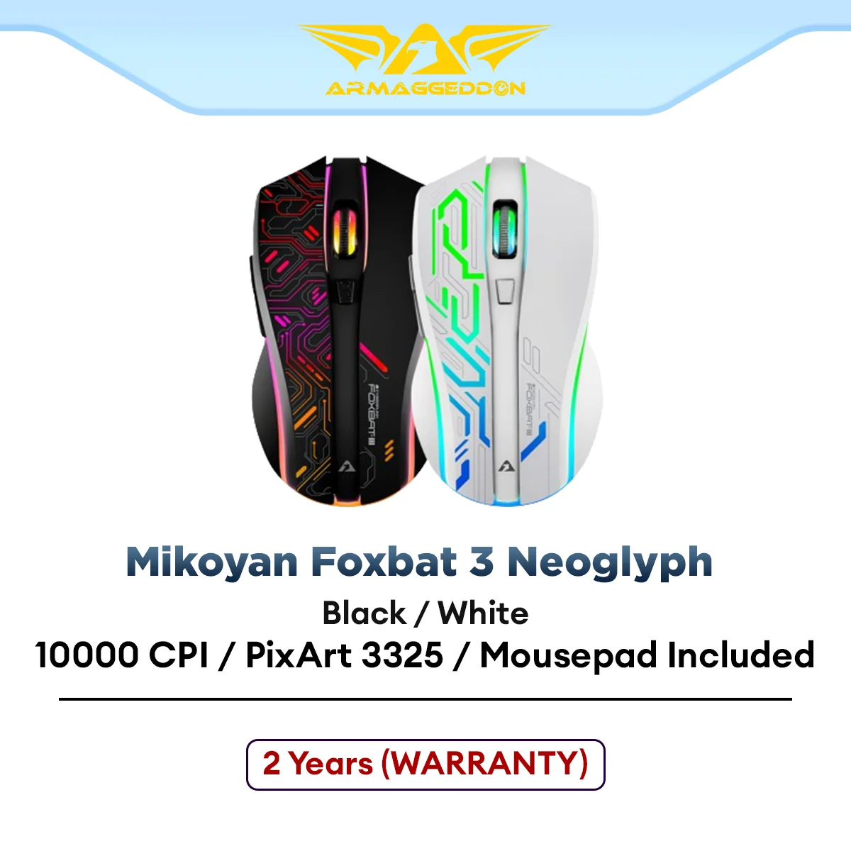Armaggeddon Mikoyan Foxbat 3 Neoglyph Wireless Gaming Mouse with PixArt 3325 Sensor, 10000 CPI, with Mousepad Included