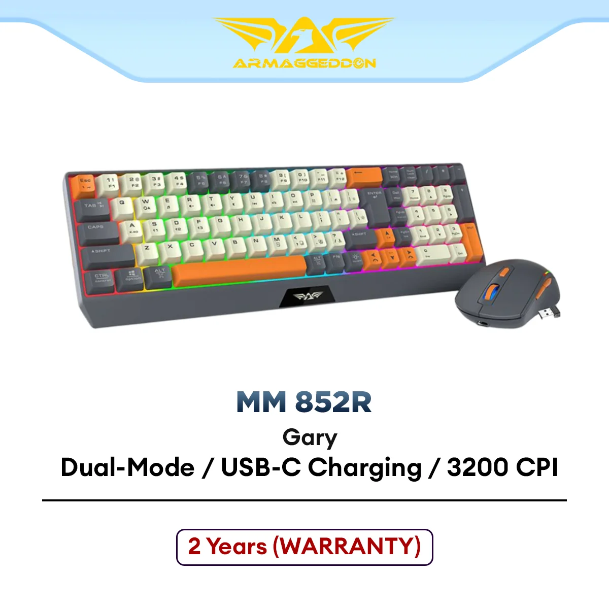 Armaggeddon MM 852R DUO Stealth Dual-Mode Connectivity Gaming Keyboard and Mouse Combo with Long Battery Life