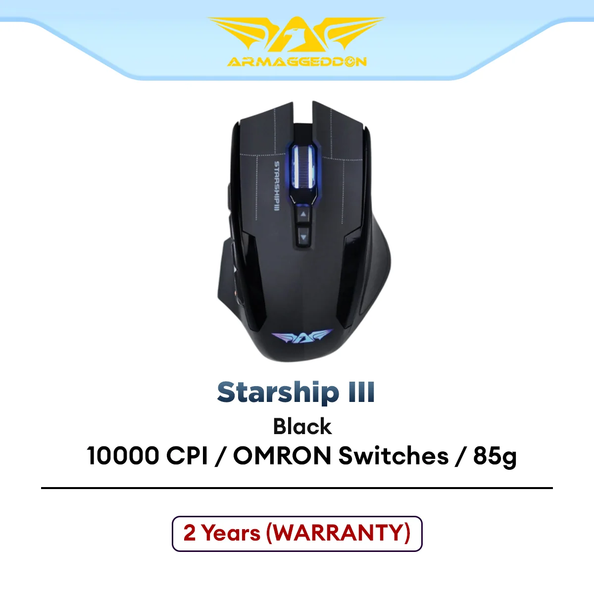 Armaggeddon Starship III Wired Gaming Mouse with 10000 CPI, Japanese OMRON Switches, 6 Level Weight Management, RGB Mice