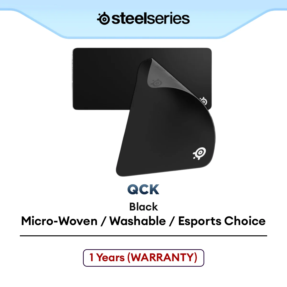 SteelSeries QcK Low Profile Mousepad with Easy Travel Micro-Woven Surface, Non-Slip Base, Gaming E-Sports Mousepad
