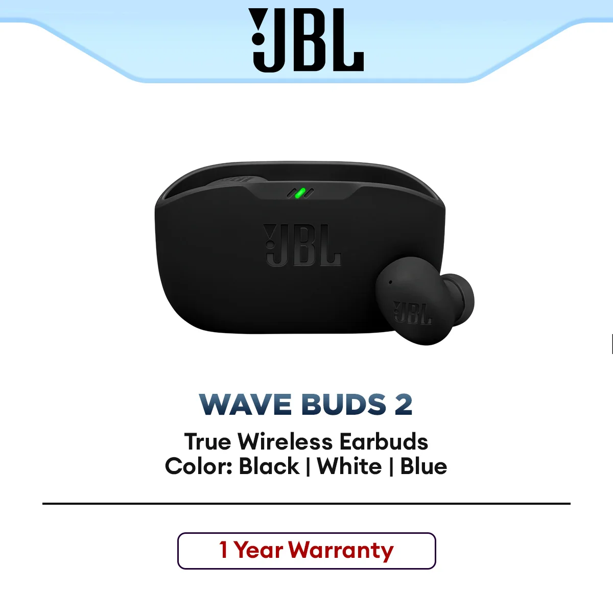 JBL TWS ANC Earbuds Wave Buds 2 for Daily Music & Calls Bluetooth 5.3