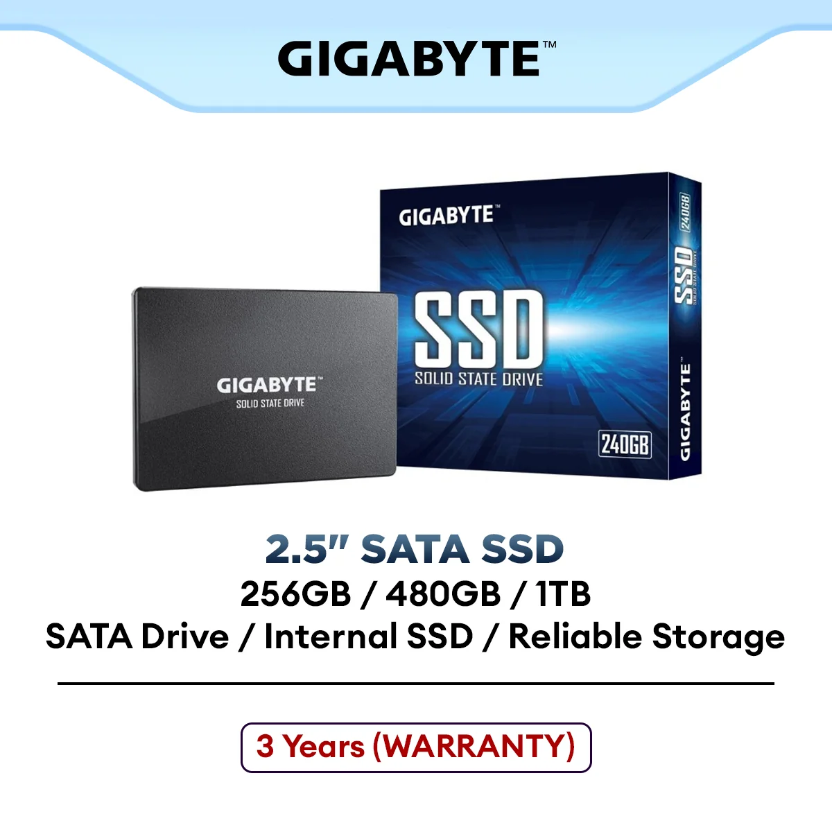 Gigabyte SATA Drive 2.5" SSD (256GB/480GB/1TB)