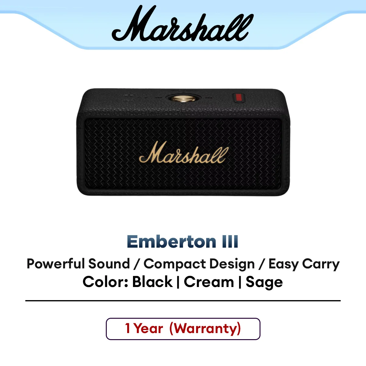 Marshall Emberton III Portable Bluetooth Speaker