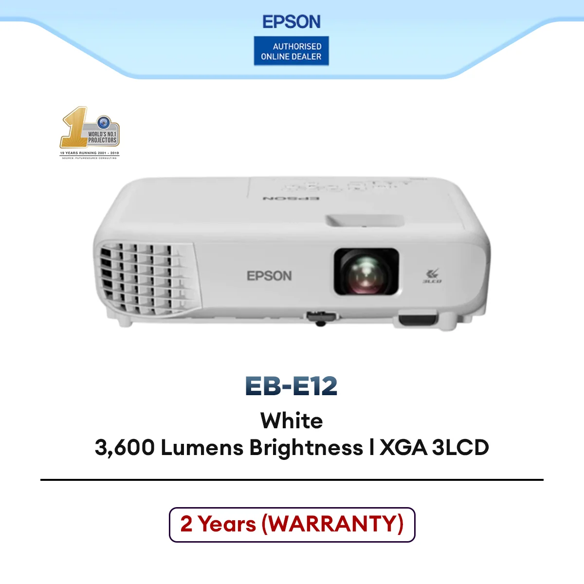 Epson EB-E12 XGA 3LCD 3,600 Lumens Projector