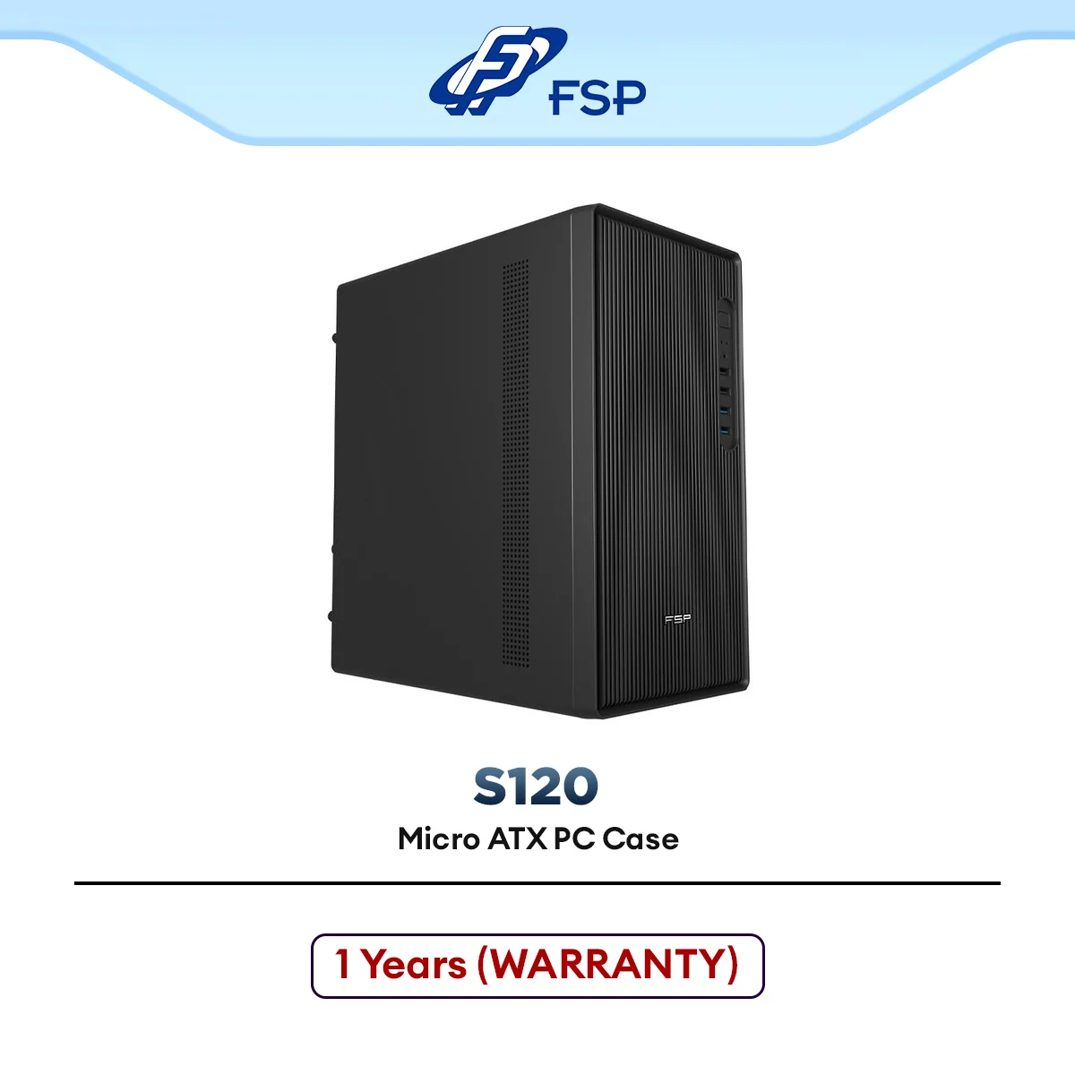 FSP S120 mATX Desktop PC Casing (Black) | Steel Panel | 1x120mm Fans