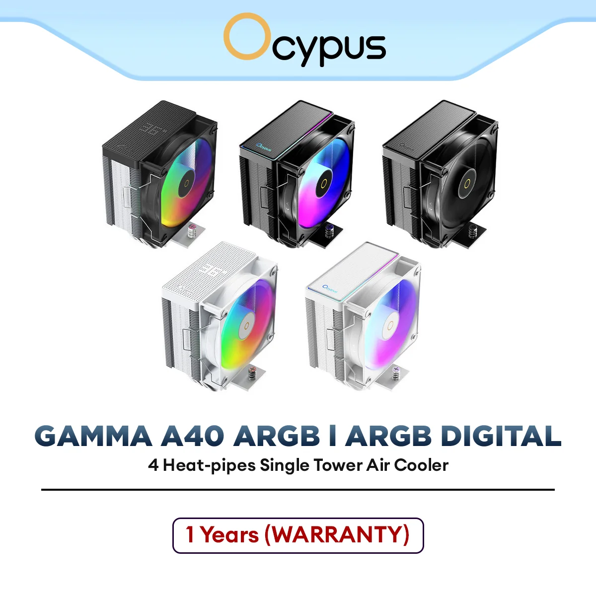 Ocypus Gamma A40 ARGB Digital / A40 ARGB / A40 4 Heat-pipes Single Tower Air Cooler