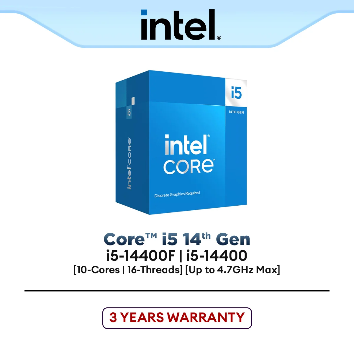 Intel® Core™ i5-14400F / i5-14400 (10-Core/16-Threads) Intel Processor | Intel 14th Gen CPU (LGA1700)