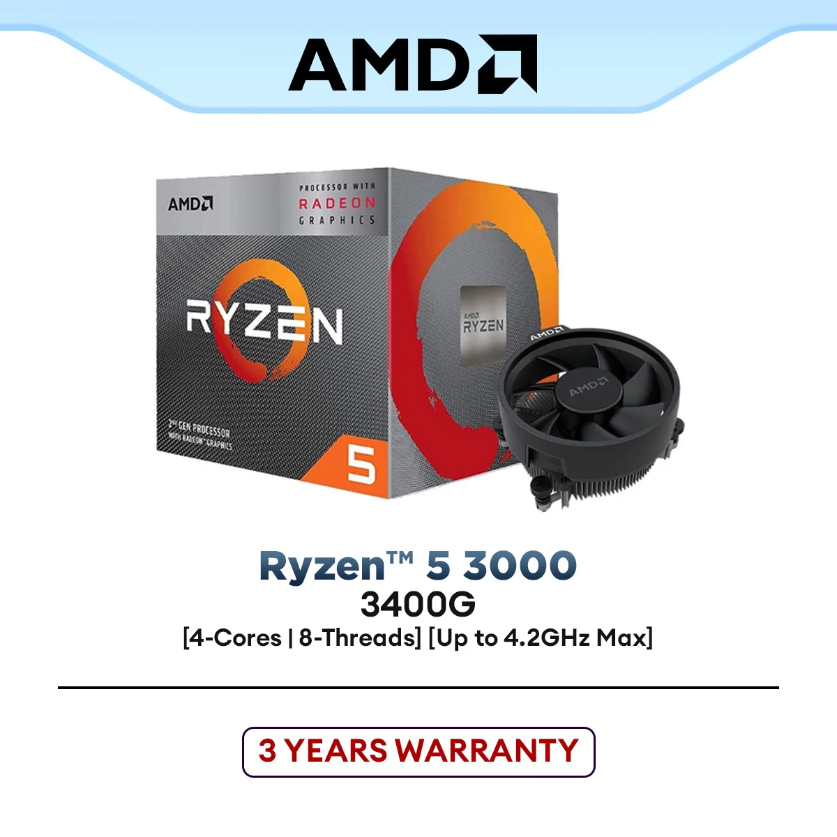 AMD Ryzen 5 3400G AM4 Processor (4-Cores/8-Threads) | AMD Ryzen 5 3000 Series