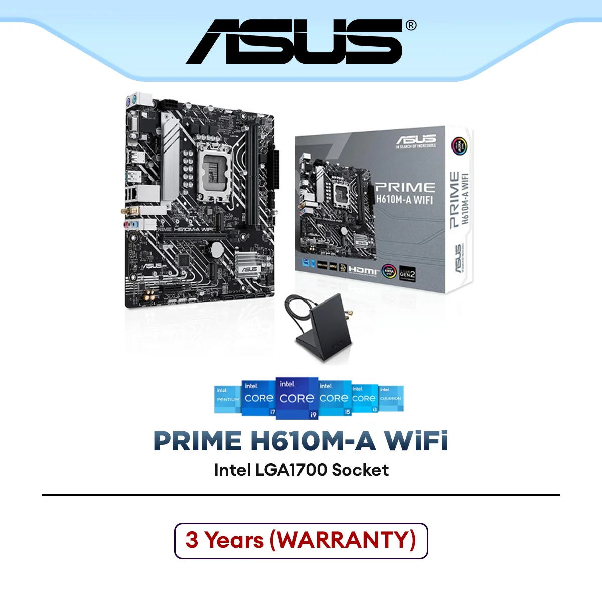 ASUS PRIME H610M-A WIFI Micro ATX (mATX) Intel Motherboard | LGA1700 | Socket Support 14th/13th/12th Gen Intel