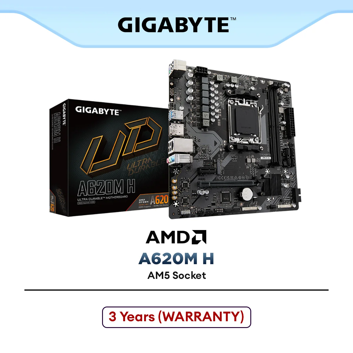 Gigabyte A620M H Micro ATX (mATX) AMD Gaming Motherboard | AMD AM5 Socket