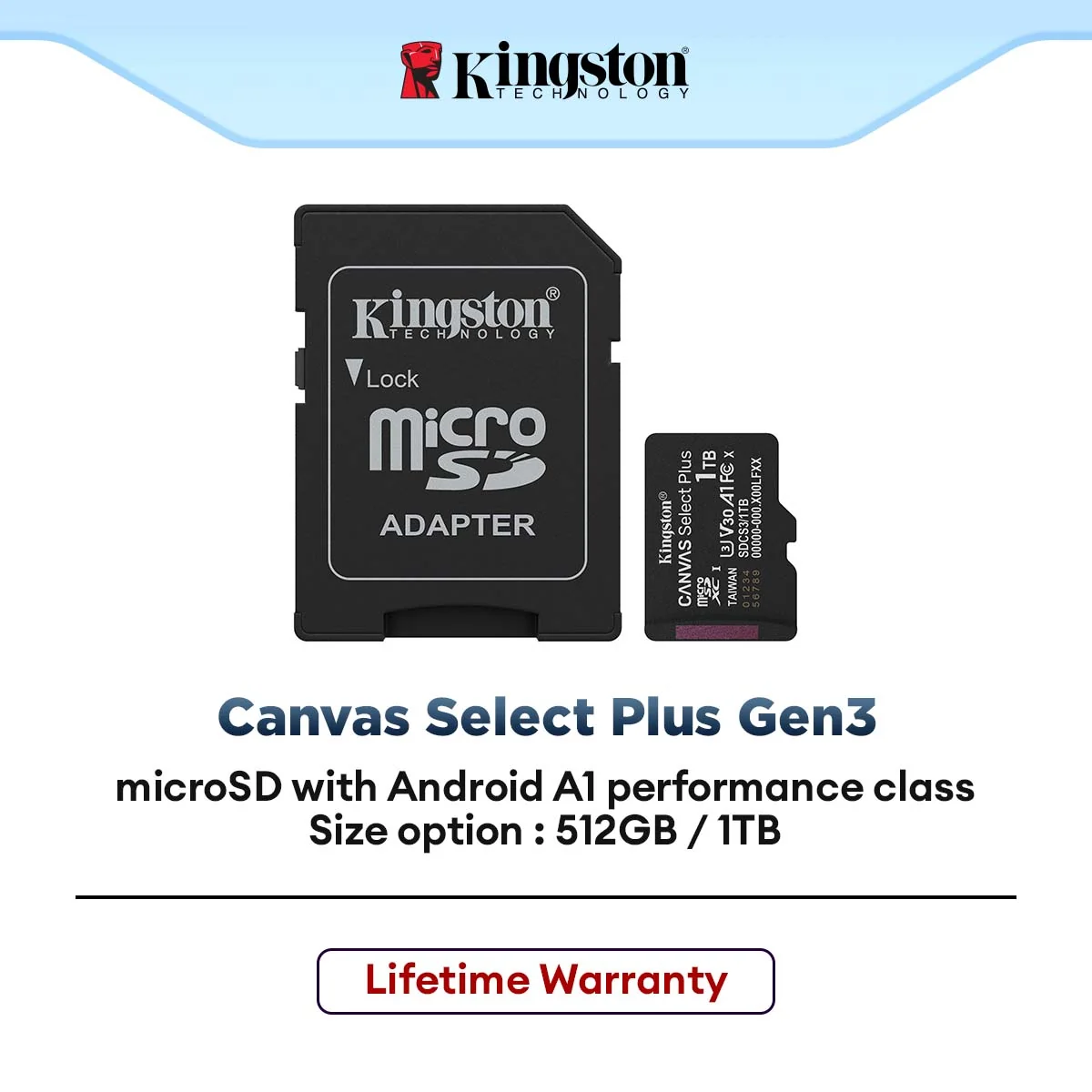 Kingston Canvas Select Plus microSD Memory Card 150MB/s Class 10 UHS-I Card SDCS3 (512GB / 1TB)