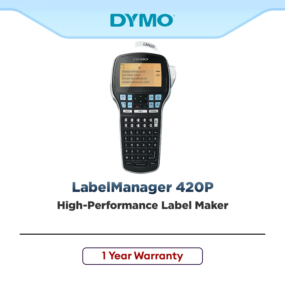 DYMO LabelManager 420P High-Performance Label Maker Portable Rechargeable Barcode Printing USB PC Mac Office Industrial Use