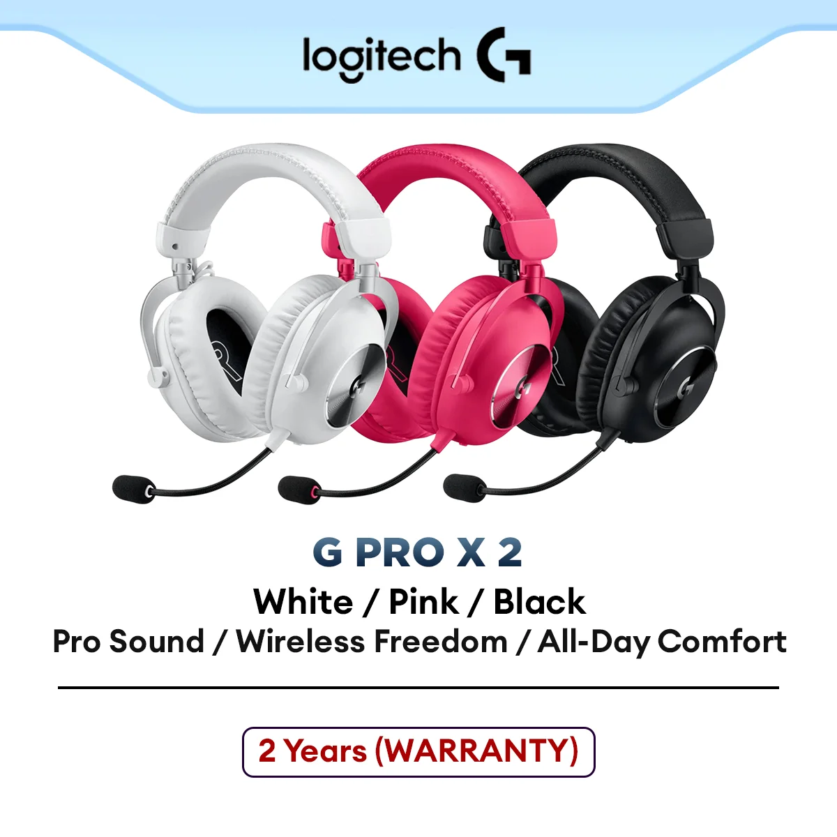 Logitech G PRO X 2 LIGHTSPEED Wireless Gaming Headset | Detachable Boom Mic | 50mm Graphene Drivers | Bluetooth