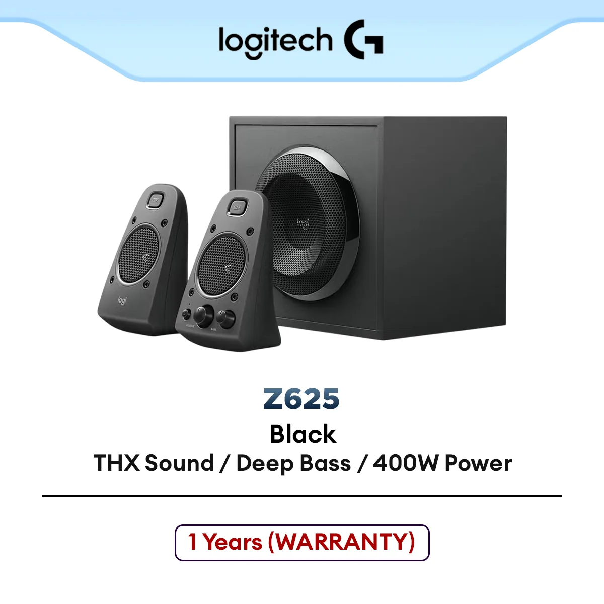 Logitech Z625 Speaker System with Subwoofer and Optical Input | THX® Certified 2.1 Speaker | 400 Watts of Peak/200 Watts