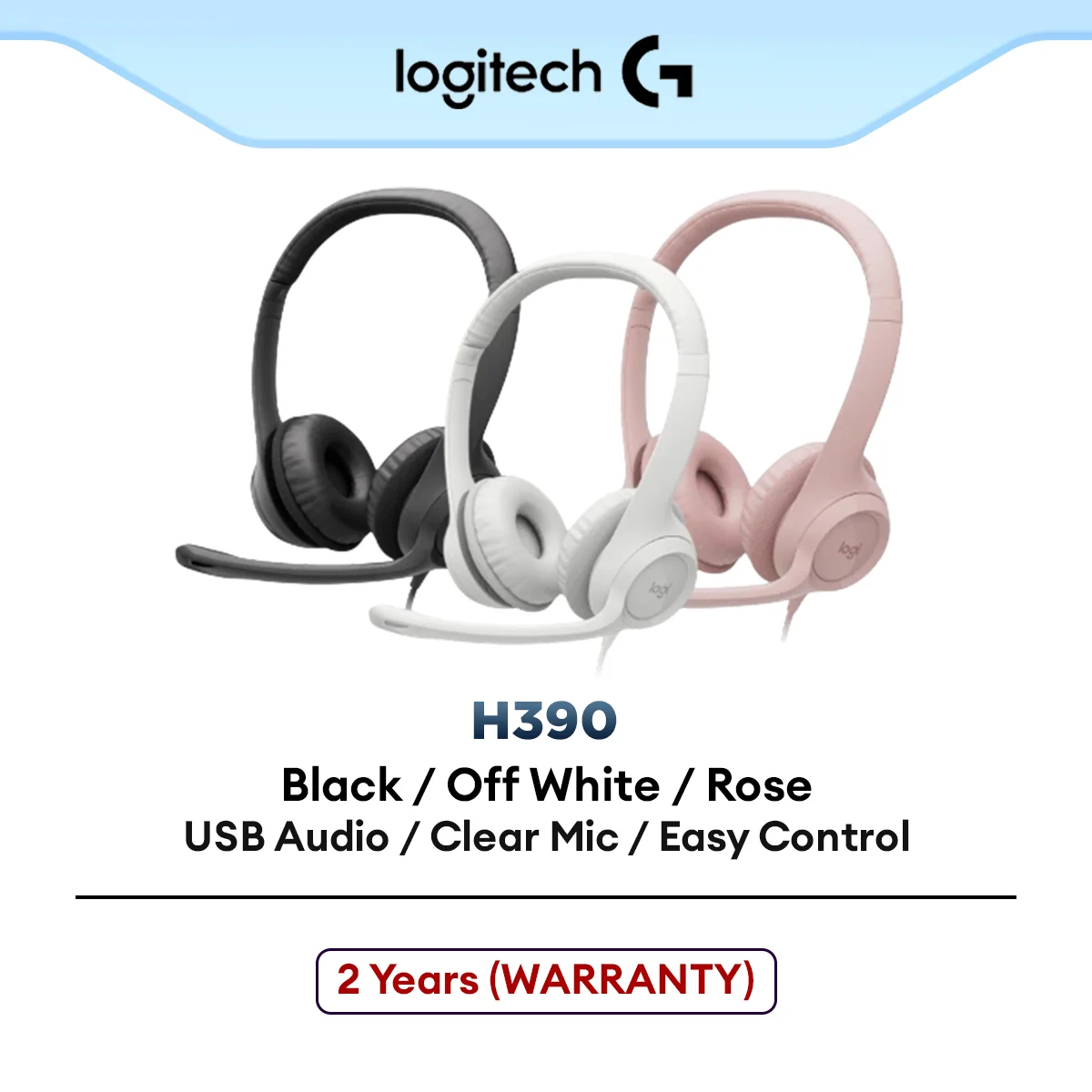 Logitech H390 USB Computer Headset with Enhanced Digital Audio and In-Line Controls | Noise Cancelling Microphone