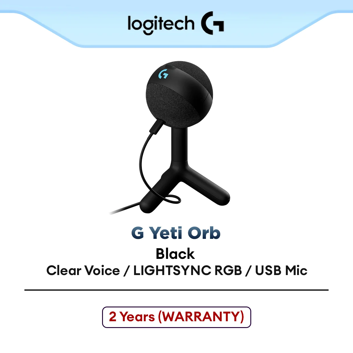 Logitech G Yeti Orb Condenser RGB Gaming Microphone with LightSync, USB Mic for Streaming, Cardioid USB, Plug and Play