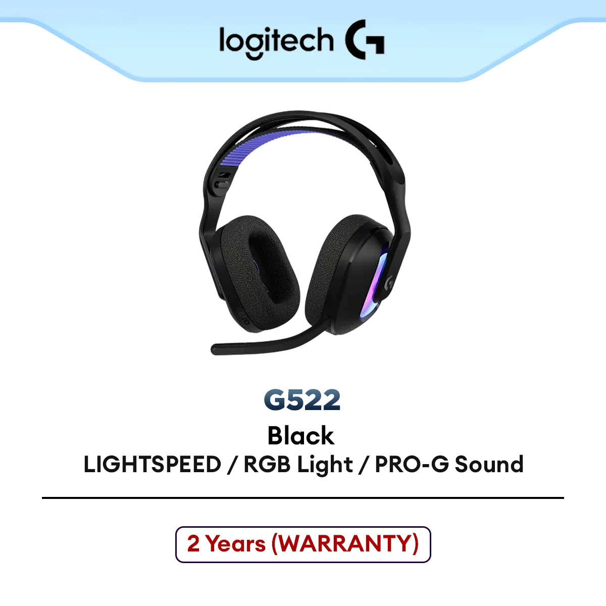 Logitech G522 LIGHTSPEED Wireless Gaming Headset with LIGHTSYNC RGB, Synchronized PRO-G Audio, BLUE VO!CE, Lightweight