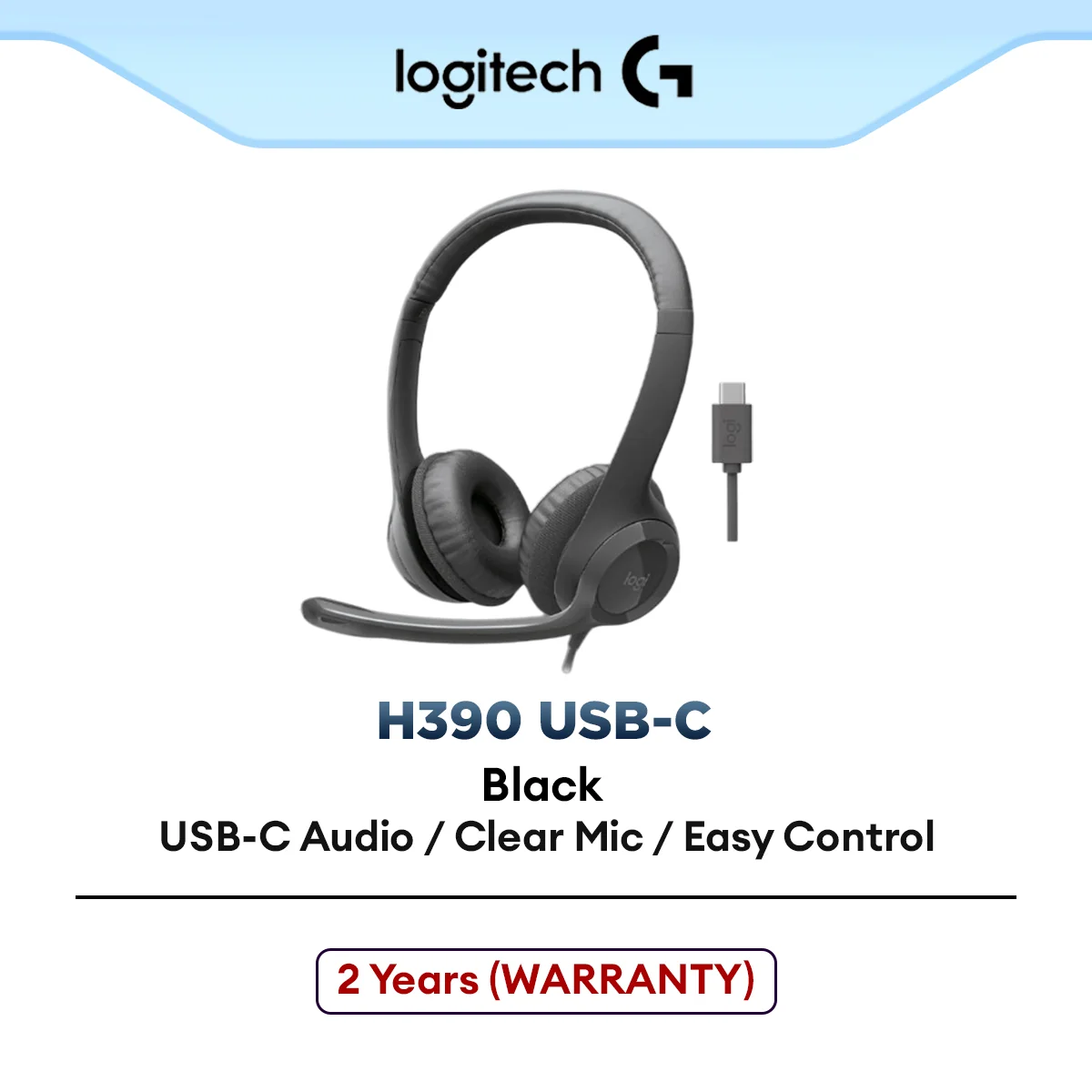 Logitech H390 USB-C Computer Headset with Enhanced Digital Audio and In-Line Controls | Noise Cancelling Microphone