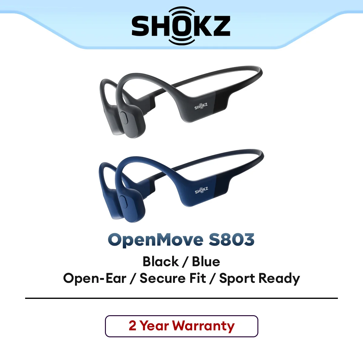 SHOKZ OpenRun S803 Open-Ear Bluetooth Bone Conduction Sport Headphones Sweat Resistant Wireless Earphones