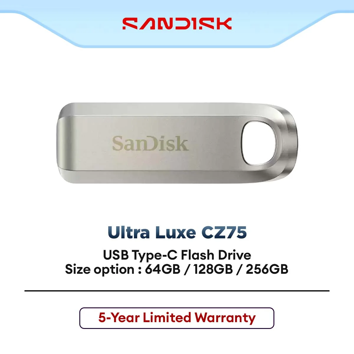 SanDisk Ultra Luxe CZ75 USB Type-C Flash Drive USB 3.2 Gen1 (64GB / 128GB / 256GB)