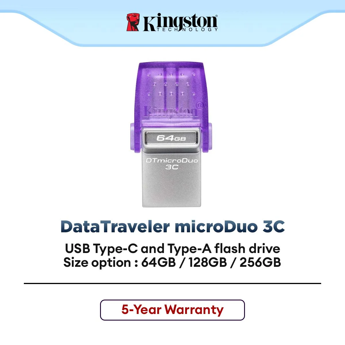 Kingston DataTraveler microDuo 3C USB Flash Drive USB 3.2 Gen1 Type-C & Type-A OTG (64GB / 128GB / 256GB)