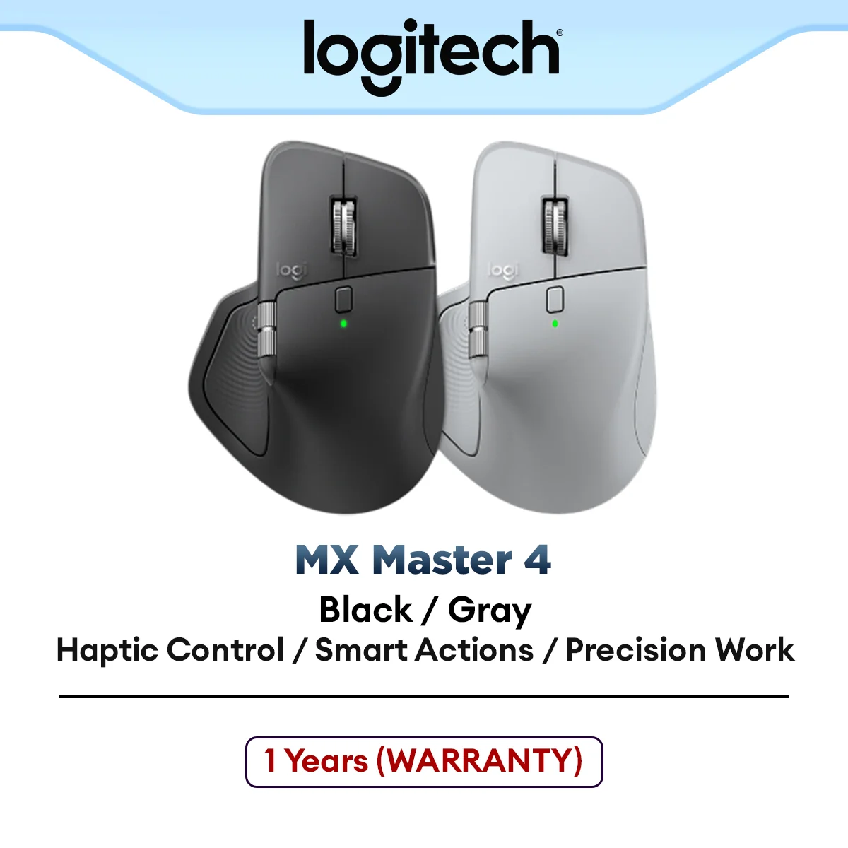 Logitech MX Master 4 High Performance Ergonomic Wireless Mouse with Haptic Feedback, Quiet Clicks, 8K DPI Sensor