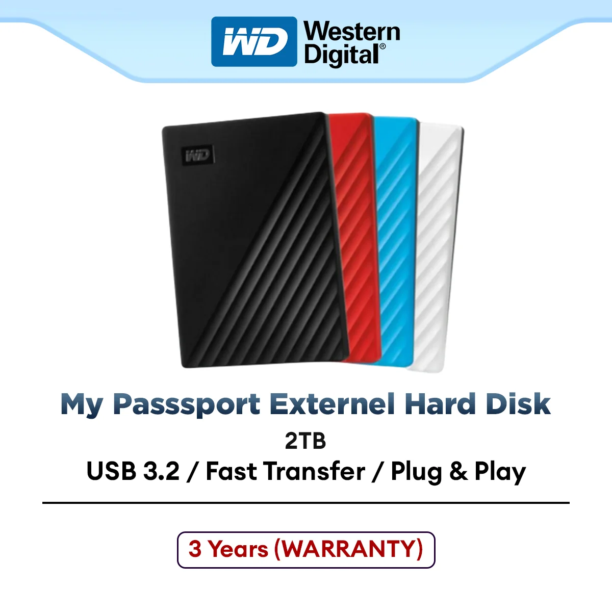 Western Digital My Passport 2TB USB 3.0 External Hard Drives New Design