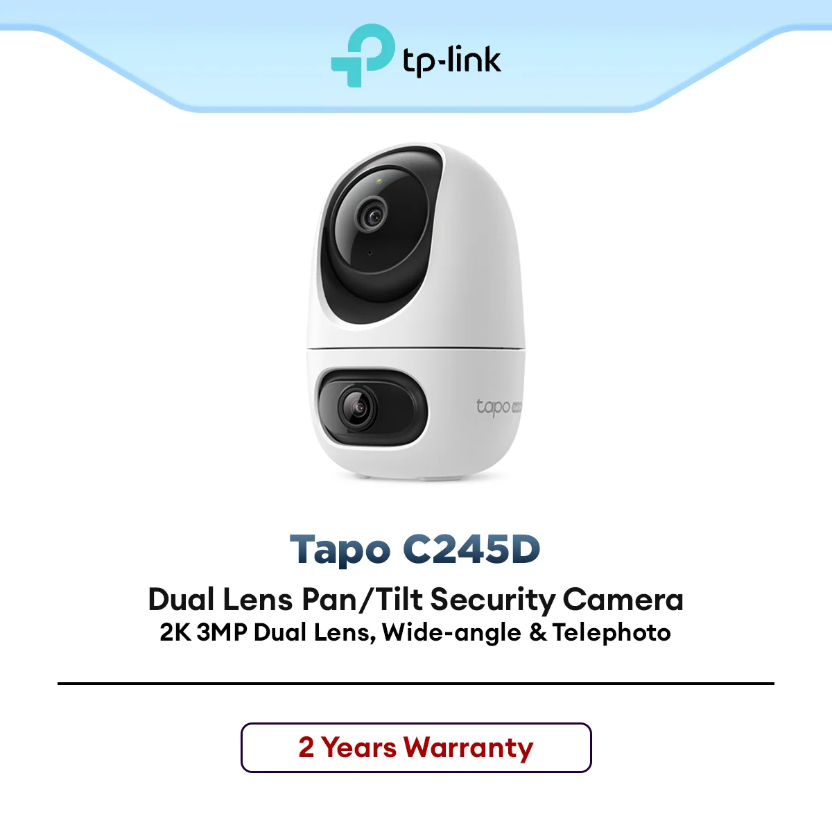 TP-Link Tapo C245D Dual Lens Pan Tilt Security Camera 2K 3MP AI Detection Indoor CCTV Smart Tracking WiFi Home