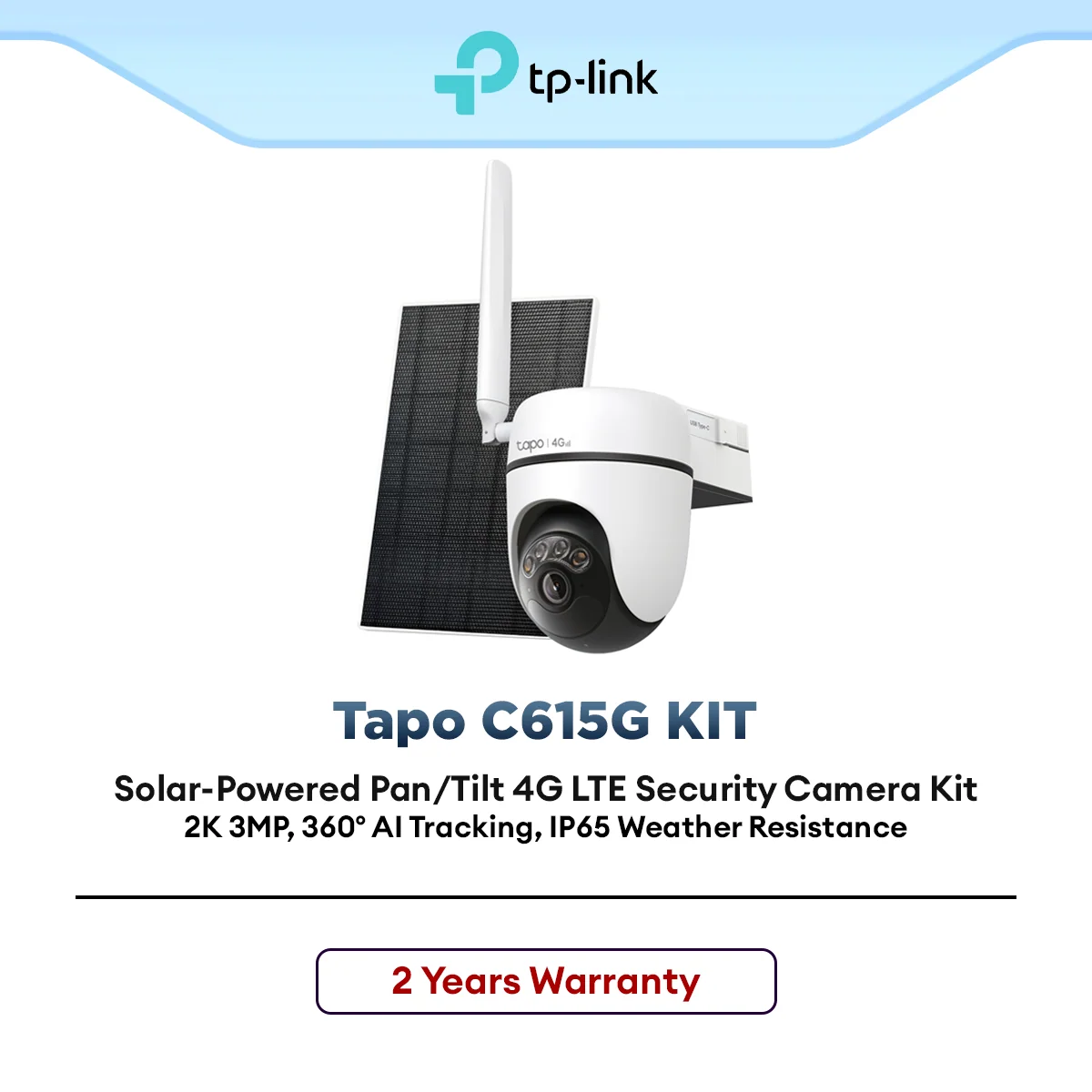 TP-Link Tapo C615G Kit 4G LTE Solar Security Camera 2K 3MP Pan Tilt AI Detection Outdoor CCTV No WiFi Needed