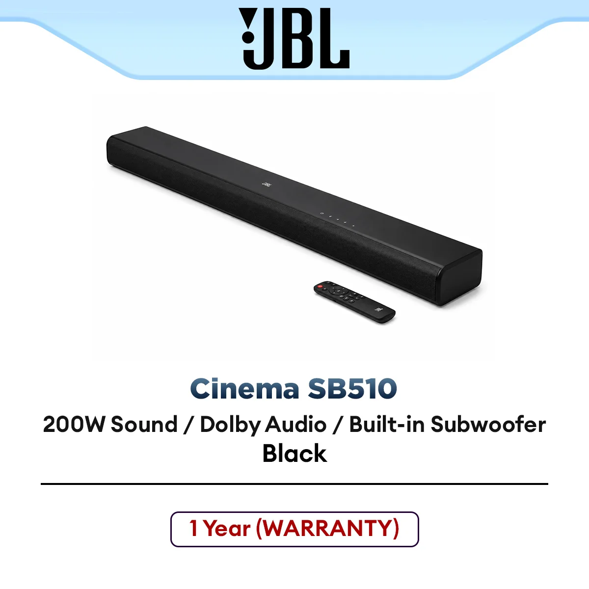 JBL Cinema SB510 3.1 Channel Soundbar With a Built-in Subwoofer