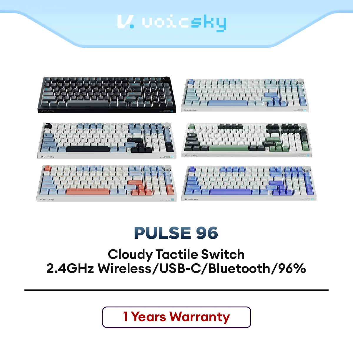 Voicsky PULSE 96 WL BT USB Gaming RGB Mechanical Hotswap Cloudy Tactile Switch