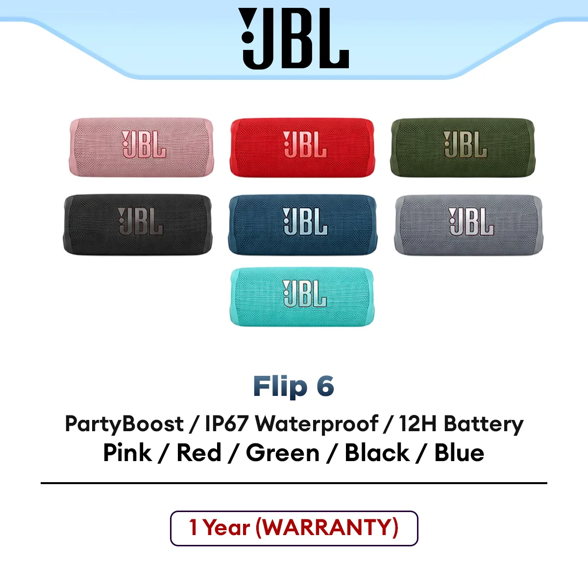 JBL Flip 6 Portable Waterproof Bluetooth Speaker