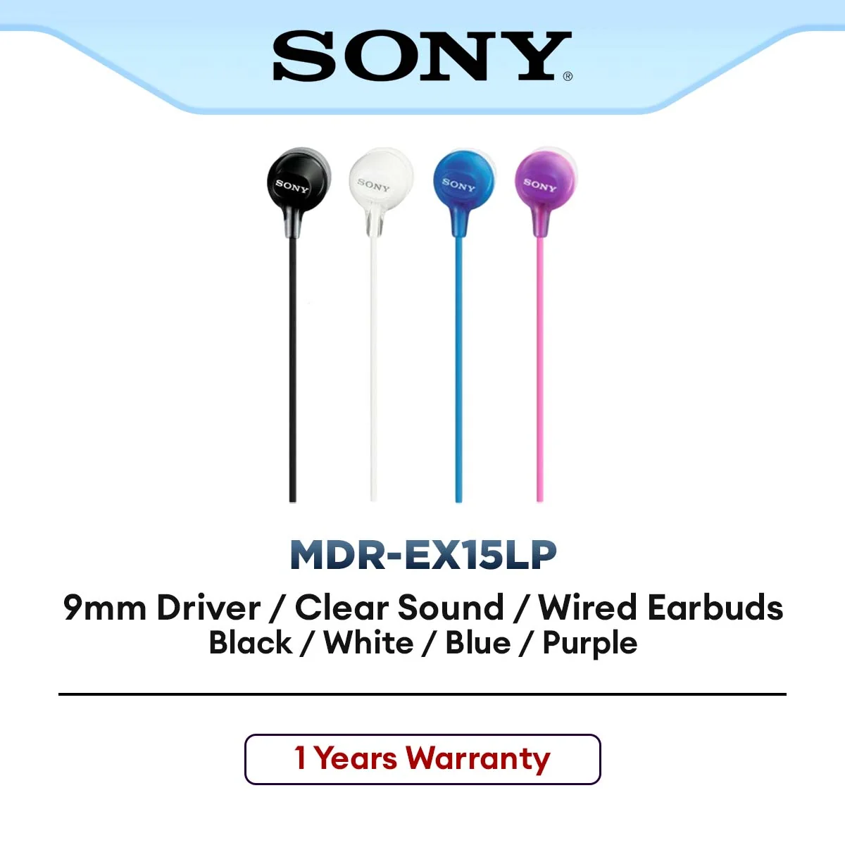 Sony MDR-EX15LP Comfortable Fit In-Ear Headphones Earphone