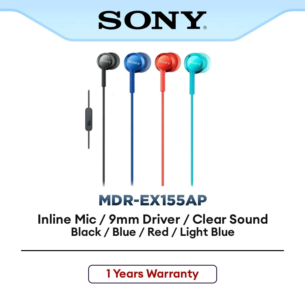 Sony MDR-EX155AP In-Ear Headphones Earphone