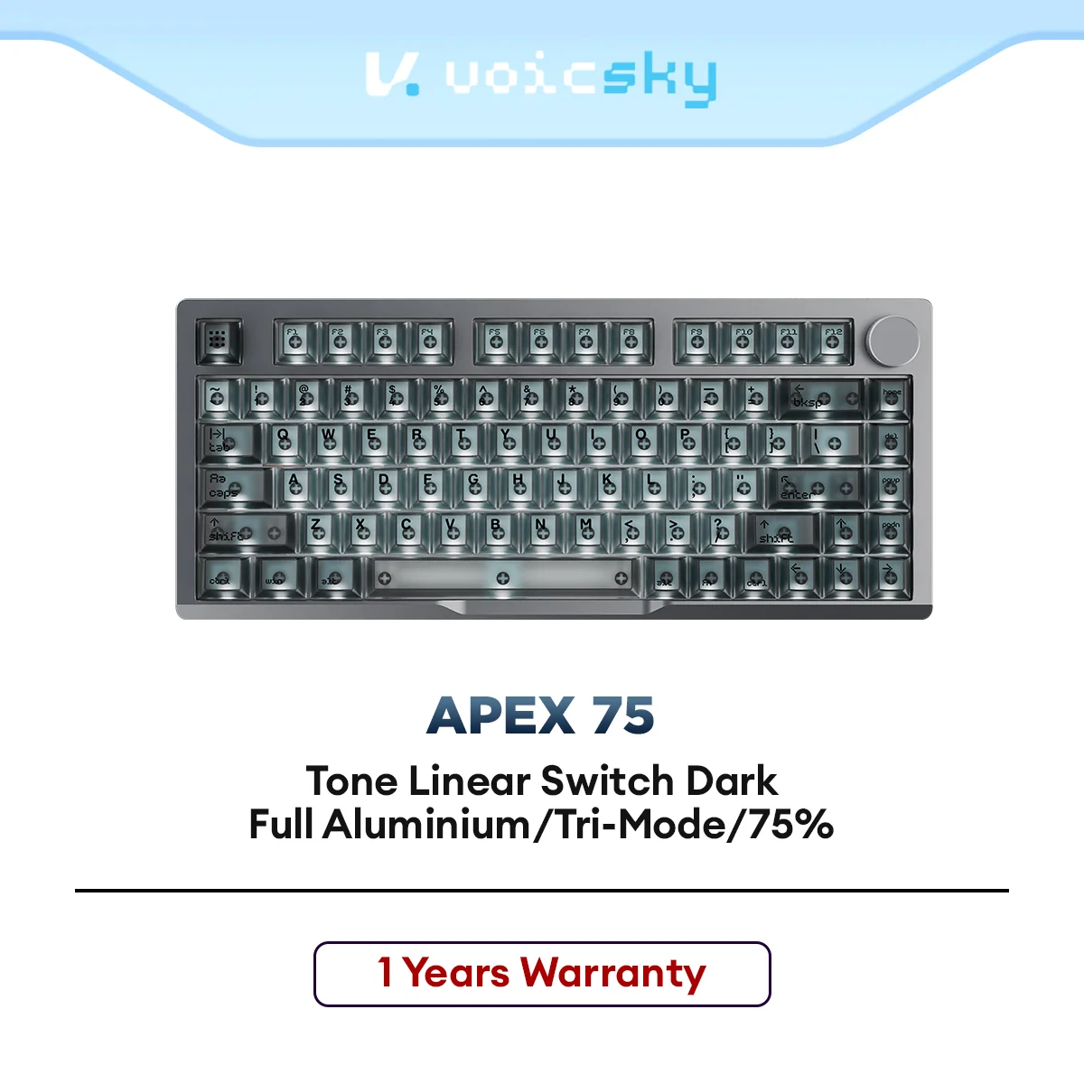 Voicsky APEX 75 WL BT USB Gaming RGB Mechanical Hotswap Tone Linear Switch/Tri-mode/Full Anodizing Aluminium