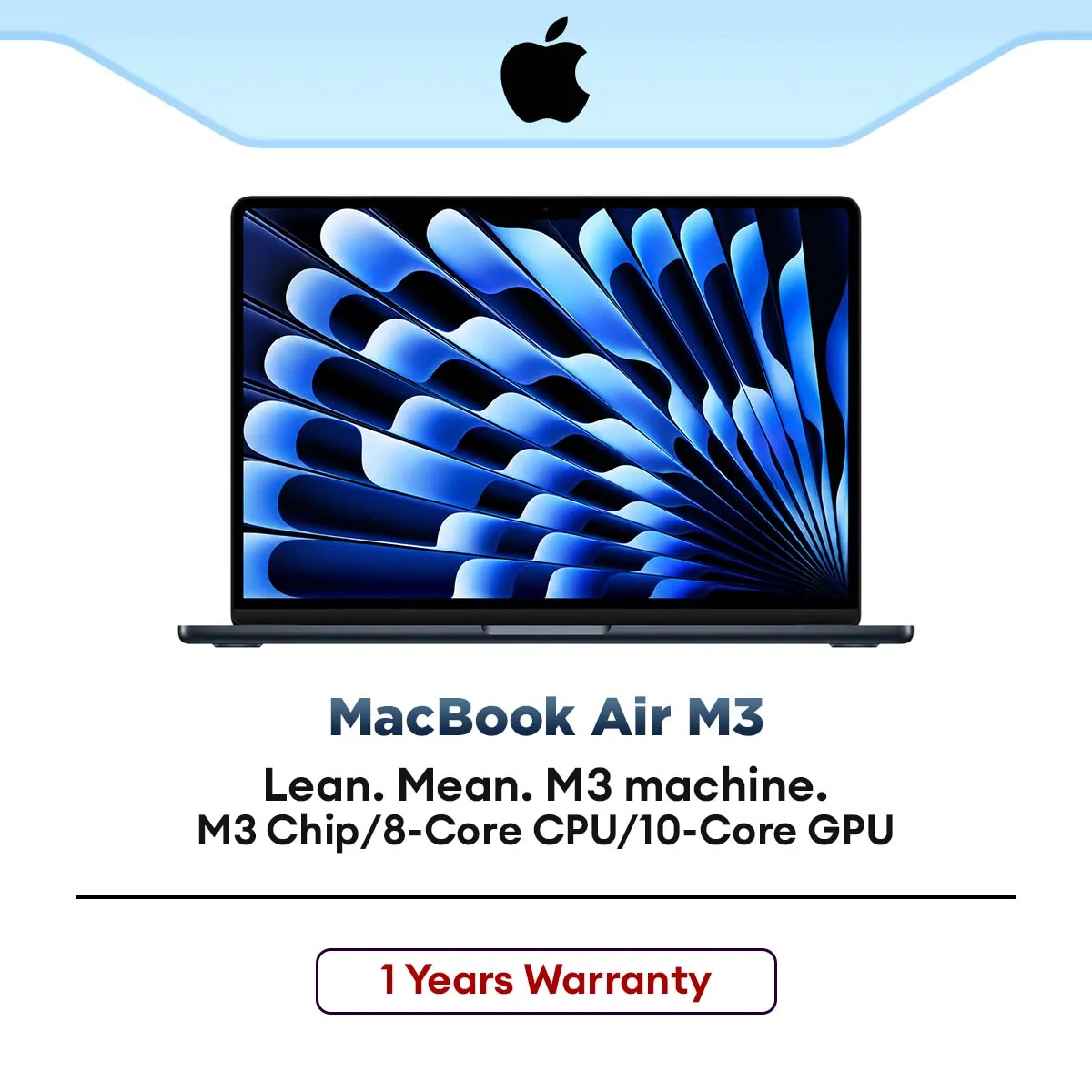 Apple MacBook Air 15-Inch (Apple M3 Chip 8‑Cores CPU, 10-Cores GPU, 8GB / 16GB RAM, 256GB / 512GB SSD) - Midnight / Starlight / Silver / Space Grey