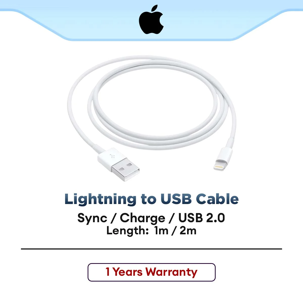 Apple Lightning to USB Cable (1m/2m)