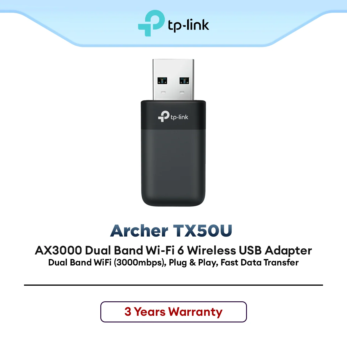 TP-Link Archer TX50U AX3000 WiFi 6 USB Adapter Dual Band High Gain Antenna MU-MIMO OFDMA for PC Laptop