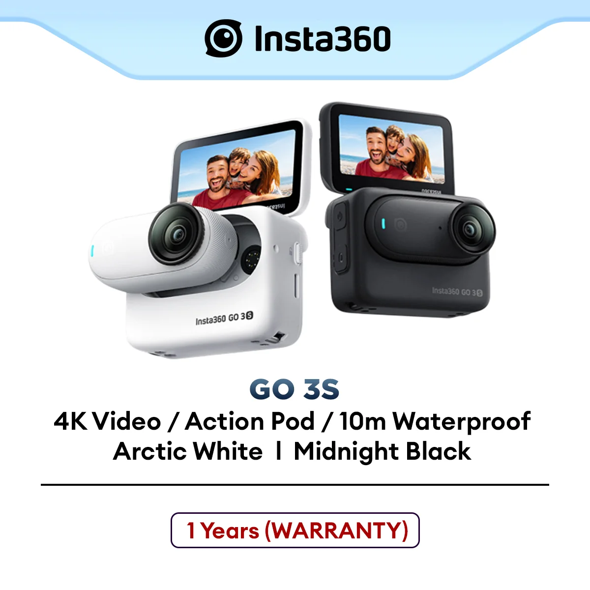 Insta360 GO 3S - The 4K Tiny Mighty Portable Vlogging Action Cam 4K Video, Built-in 128GB Storage (Standard Bundle)