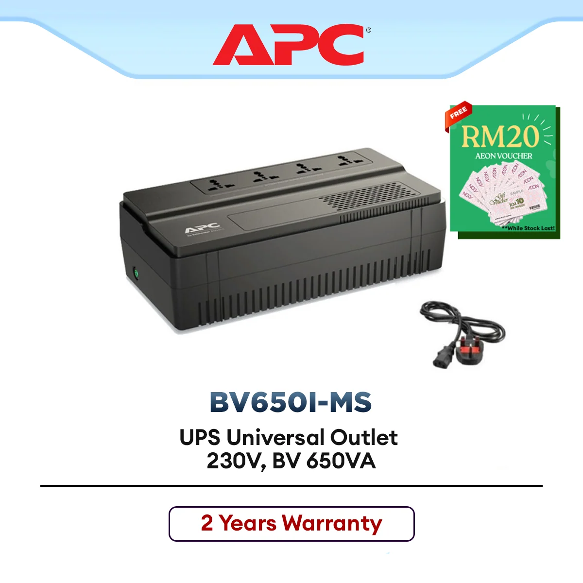 APC BV650I-MS Easy UPS Backup Battery BV 650VA, Universal Outlet, 230V with AVR Automatic Voltage Stabilizers