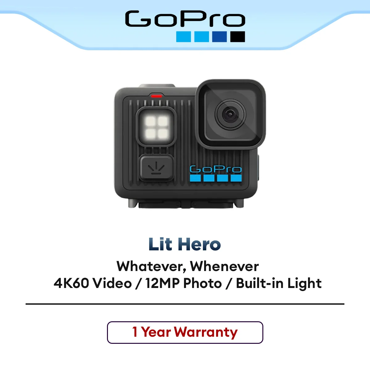 GoPro LIT HERO (4K60/1080P60/12MP/ Waterproof / HyperSmooth Stabilization/ 8-Bit color/ 2 Mic)
