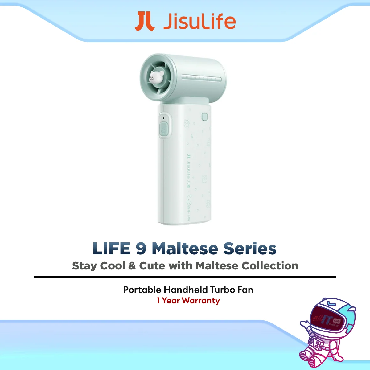 JisuLife Handheld Fan Life9 Portable Rechargeable Turbo Fan with Long Battery Life for Travel & Daily Cooling