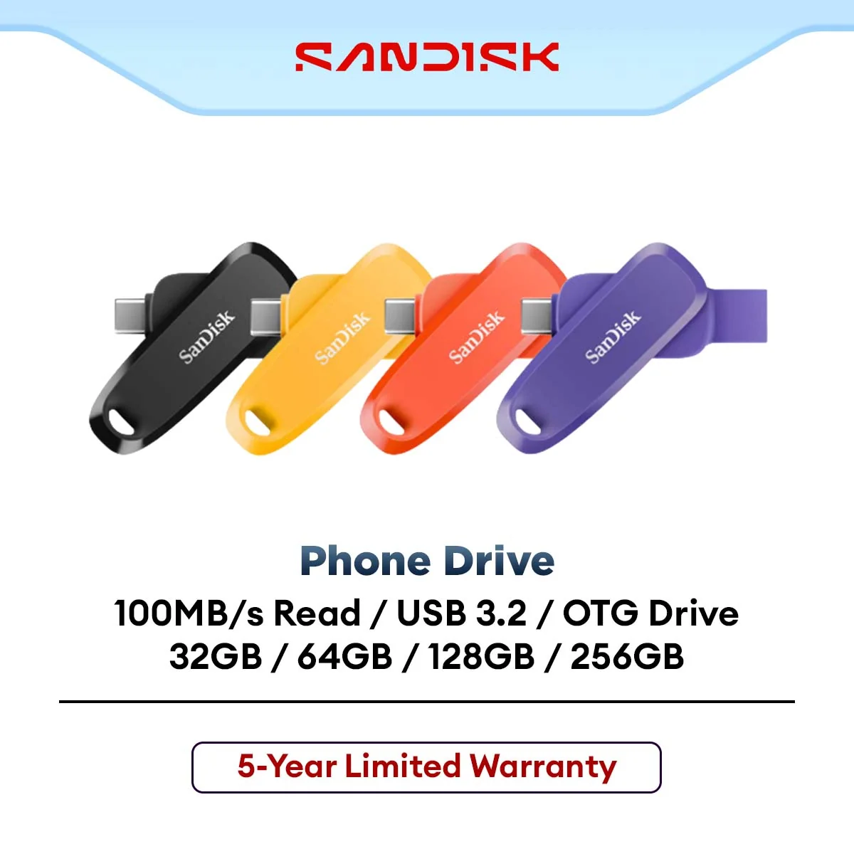 Sandisk Phone Drive USB Type-C OTG Pendrive -  (32GB / 64GB / 128GB / 256GB) SDDDC6