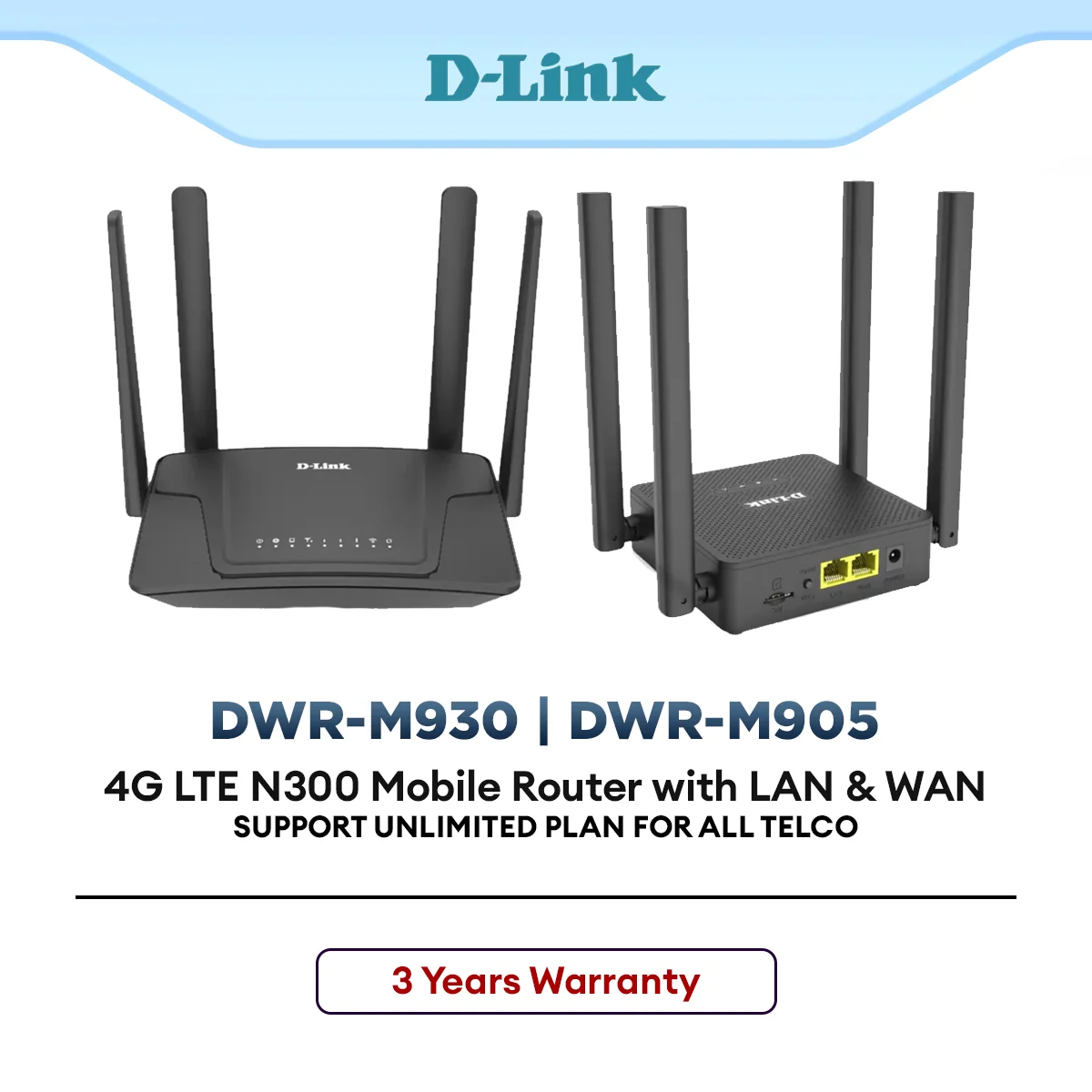 D-Link DWR-M930 / DWR-M905 4G LTE Wireless Router SIM Card WiFi Router Home Office Broadband Internet LAN WAN