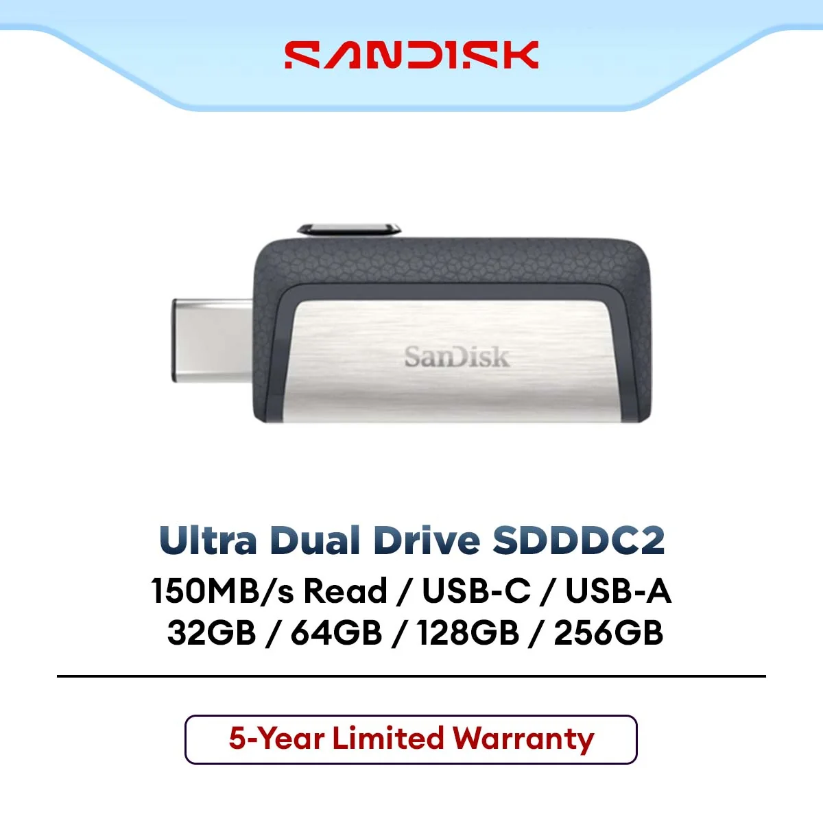 SanDisk Ultra Dual Drive USB 3.1 Type-C OTG SDDDC2 Flash Drive (32GB / 64GB / 128GB / 256GB)