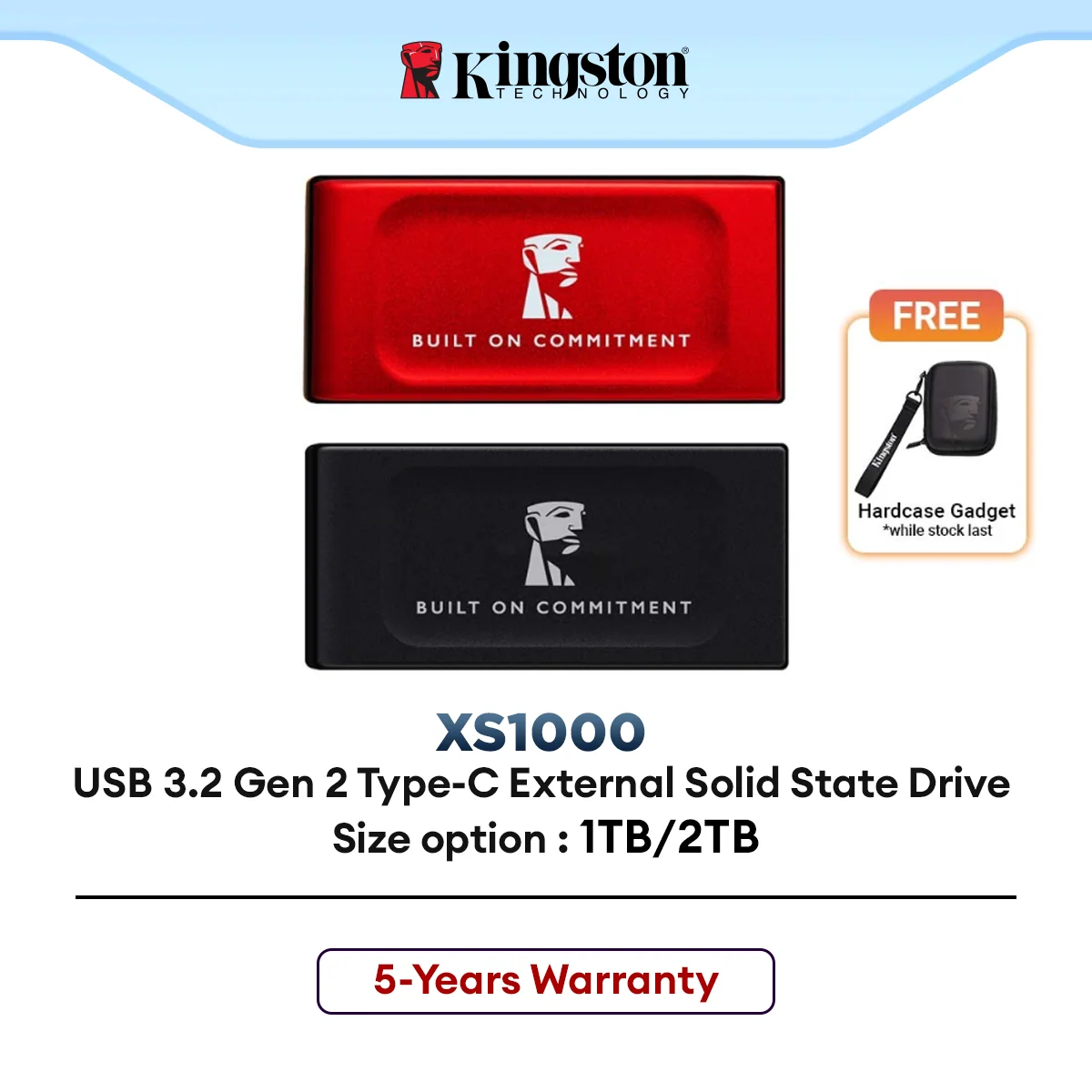 Kingston XS1000 Type-C USB 3.2 Gen 2 External Solid State Drive Portable SSD (1TB / 2TB) up to Read 1,050MB/s