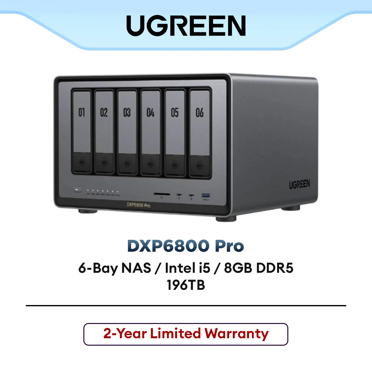 UGREEN DXP6800 Pro 6-Bay NAS Cloud Data File Storage Backup Device